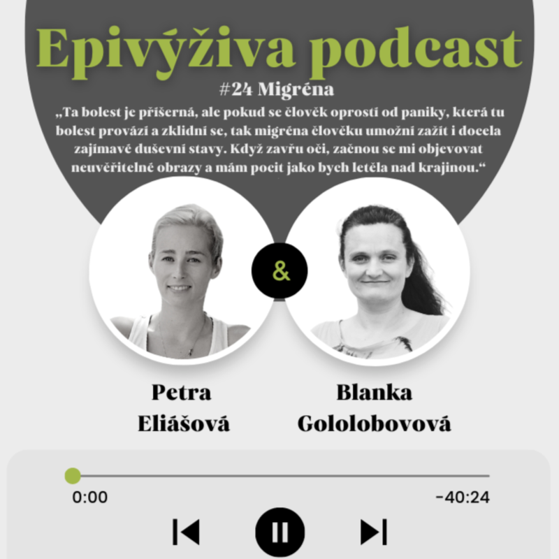 Obrázek epizody #24 Migréna „Ta bolest je příšerná, ale pokud se člověk oprostí od paniky, která tu bolest provází a zklidní se, tak migréna člověku umožní zažít i docela zajímavé duševní stavy. Když zavřu oči, ...“