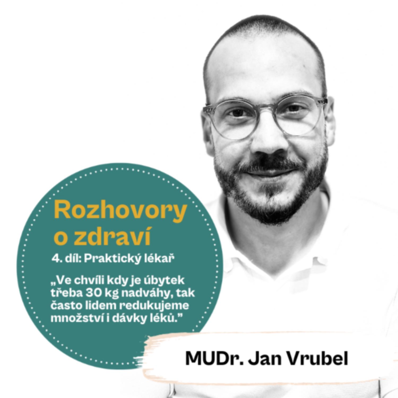 Obrázek epizody 41. díl - Rozhovory o zdraví: Praktický lékař: „Ve chvíli kdy je úbytek třeba 30 kg nadváhy, tak často lidem redukujeme množství i dávky léků.” (MUDr. Jan Vrubel)