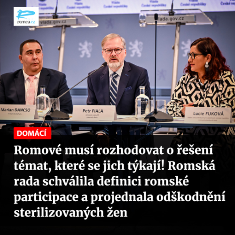 Obrázek epizody Čteme Romea.cz: Romové musí rozhodovat o řešení témat, které se jich týkají! Romská rada schválila definici romské participace a projednala odškodnění sterilizovaných žen