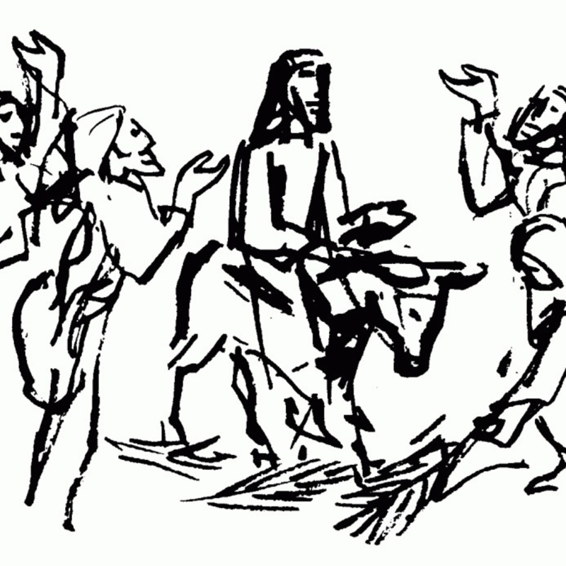 Obrázek epizody 11) Ježíš vjíždí na oslátku