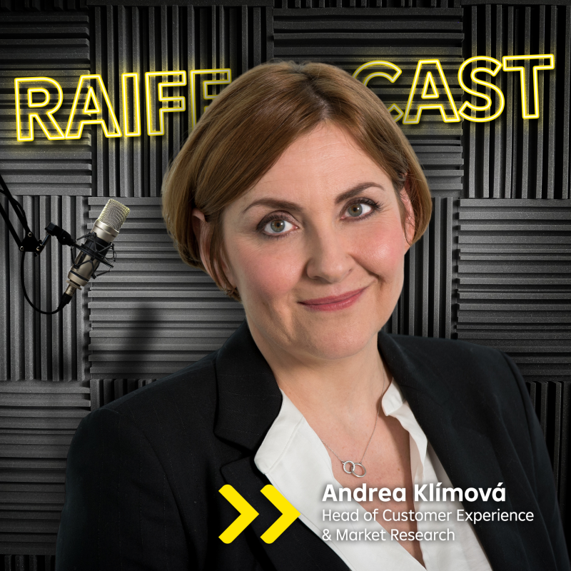 Obrázek epizody #2 Andrea Klímová – ALFA A OMEGA SPOLEČNOSTI JSOU POTŘEBY KLIENTA; PŘEDNOSTÍ RAIFFKY JE VELMI DOBRÁ APLIKACE A MOBILNÍ BANKOVNICTVÍ