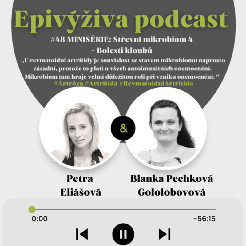 Obrázek epizody #48 STŘEVNÍ MIKROBIOM 4 - Bolesti kloubů / Epigenetika, artróza, artritida, revmatoidní artritida, běžecké koleno, bromelain, boswelia