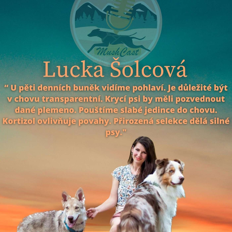 Obrázek epizody Lucie Šolcová: "U pětidenních buněk vidíme pohlaví. Je důležité být v chovu transparentní. Krycí psi by měli pozvednout dané plemeno. Pouštíme slabé jedince do chovu. Kortizol ovlivňuje povahy. Přirozená selekce dělá silné psy."